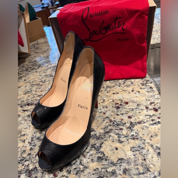 Christian Louboutin Very Prive Black Peep Toe Heels 8B - Picture 3 of 5